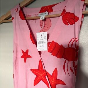 J. Crew Pink Dress with Red Lobster and Starfish Print